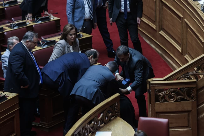 Αναστάτωση στη Βουλή: Η στιγμή που η Σοφία Βούλτεψη πέφτει από τα σκαλιά - Το σχόλιο Τσίπρα [Βίντεο]