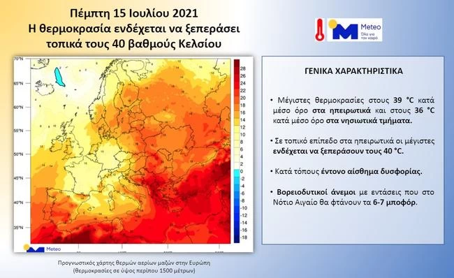 Meteo: Ανεβαίνει το θερμόμετρο σε όλη τη χώρα- Που θα ξεπεράσει τους 40 βαθμούς- Χάρτες