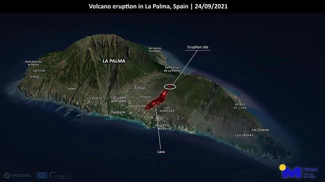 Ηφαίστειο στη Λα Πάλμα: Δορυφορική απεικόνιση από το καυτό ποτάμι της λάβας που κατευθύνεται στη θάλασσα [εικόνα]