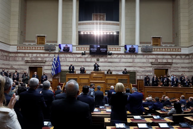 Ο Ουκρανός πρόεδρος Ζελένσκι στην ελληνική Βουλή: "Ελευθερία ή θάνατος, λέμε και εμείς σήμερα" Ζελένσκι Βουλή