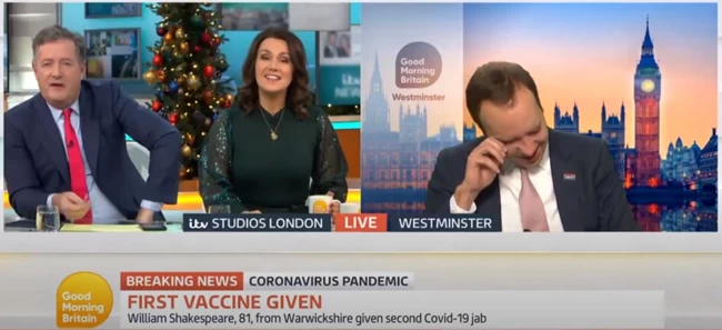 Βρετανία: Δάκρυσε σε ζωντανή μετάδοση ο υπουργός Υγείας για τον πρώτο εμβολιασμό κατά του κορονοϊού [βίντεο]
