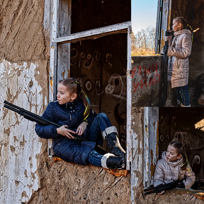 Κορίτσι με γλειφιτζούρι και όπλο στην Ουκρανία