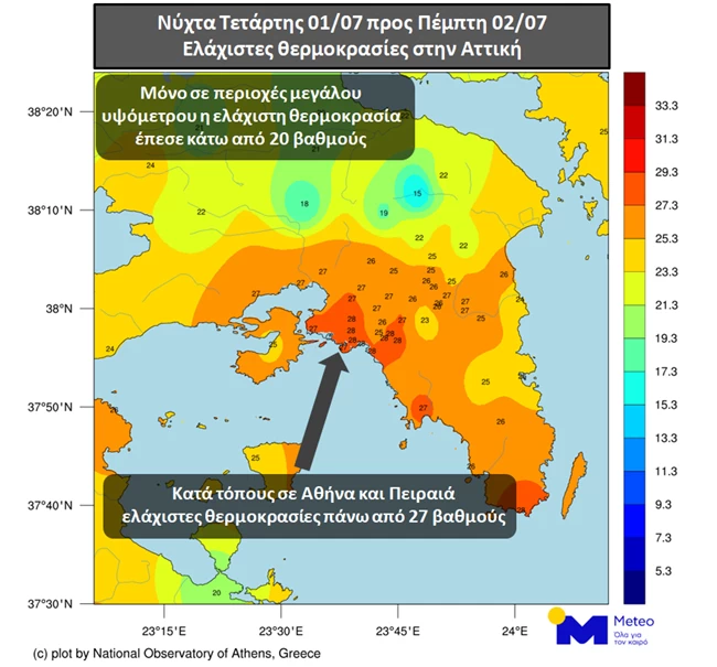 Καύσωνας και τη νύχτα στην Αττική: Εφτασε τους 28 βαθμούς το θερμόμετρο