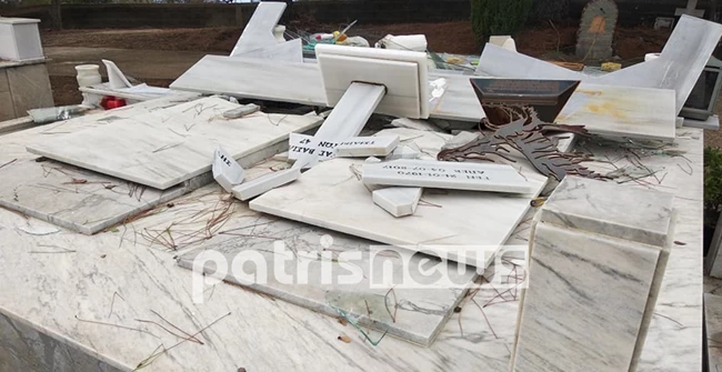 Ηλεία: Ανατριχίλα - Άνοιξαν τάφοι από τους θυελλώδεις ανέμους(εικόνες–βίντεο)