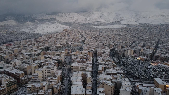 Χιόνια Αθήνα drone