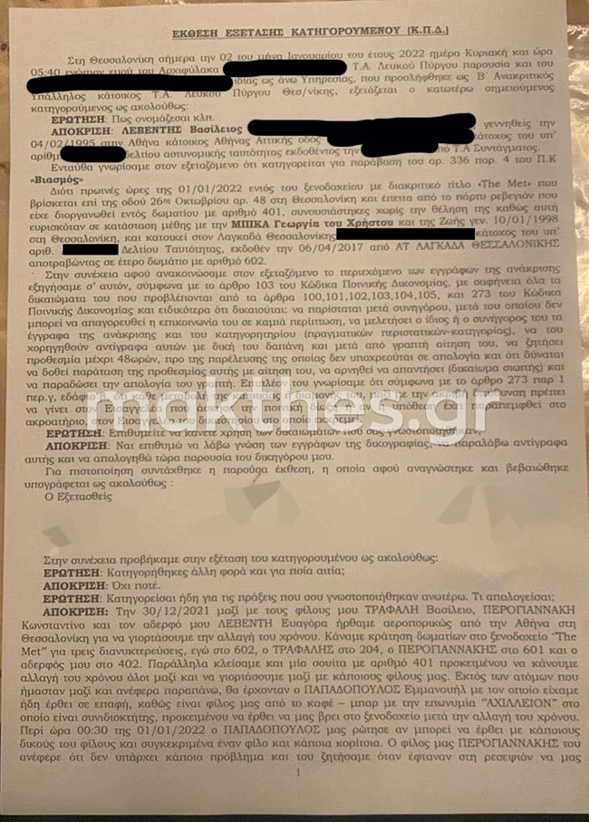 Υπόθεση βιασμού 24χρονης στη Θεσσαλονίκη: Τι καταθέτουν τα δύο αδέλφια και ο γιος του εφοπλιστή που οργάνωσε το πάρτι