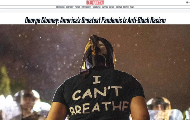 Συγκλονιστικό άρθρο του Τζορτζ Κλούνεϊ: Ο Τζορτζ Φλόιντ δολοφονήθηκε - Η πανδημία των ΗΠΑ είναι ο ρατσισμός