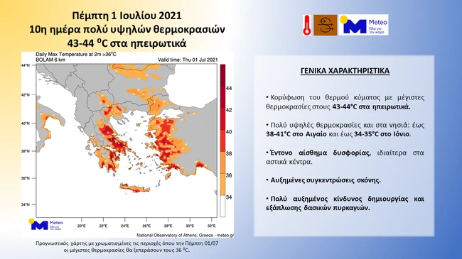 Καύσωνας: Σε ποιες περιοχές θα φτάσει η θερμοκρασία ως 44 βαθμούς - Αποπνικτική ατμόσφαιρα λόγω σκόνης