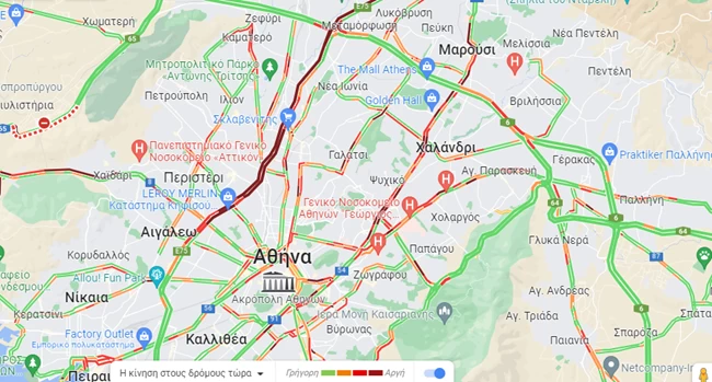 Στο "κόκκινο" η κίνηση: Ουρά χιλιομέτρων στον Κηφισό - Σε ποιους δρόμους υπάρχει μποτιλιάρισμα