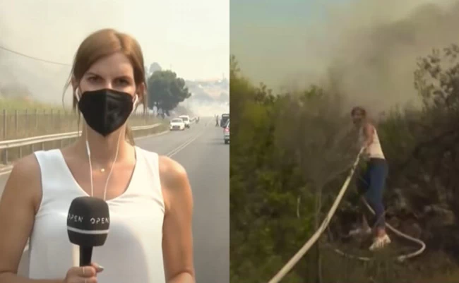 Η Γεωργία Γαραντζιώτη του Open άφησε το μικρόφωνο και έπιασε την μάνικα να σβήσει τη φωτιά