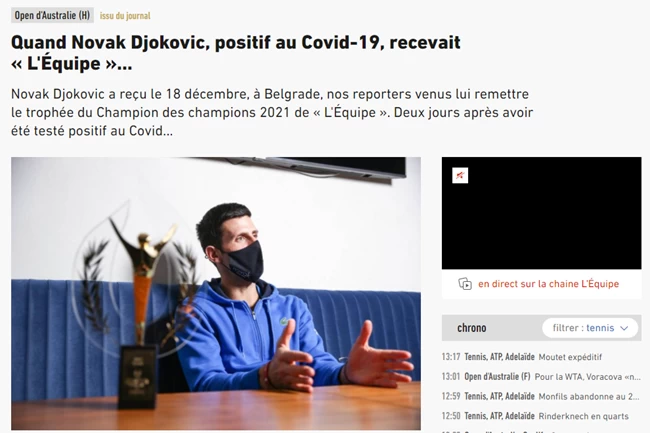 Δημοσιογράφος της L' Equipe για τη συνέντευξη με Τζόκοβιτς: Δεν μου είπε ποτέ ότι είναι θετικός στον κορονοϊό