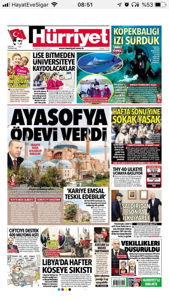 Χουριέτ Πρωτοσέλιδο