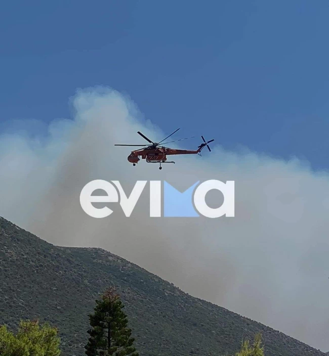 Πυρκαγια Μεσοχώρια Εύβοια ελικόπτερο