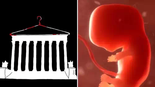 Η ματωμένη κρεμάστρα: Το ανατριχιαστικό σκίτσο του Αρκά για την απαγόρευση των αμβλώσεων στις ΗΠΑ