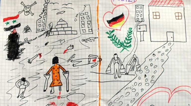 DW: Η ζωγραφιά του μικρού Σύρου που συγκλονίζει τη Γερμανία