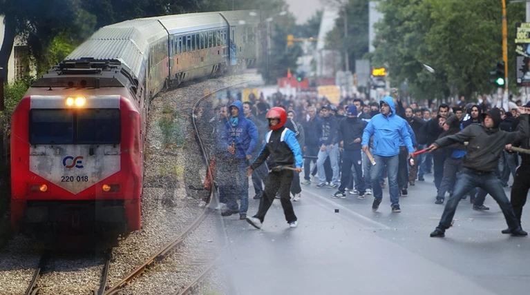 Οπαδοί σταμάτησαν τρένο στο Μενίδι για να πλακωθούν στο ξύλο