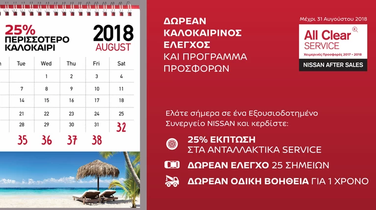 Το φετινό καλοκαίρι, το Nissan σας θα λάμπει με 25% έκπτωση
