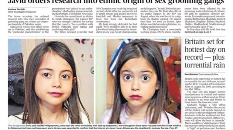 Πρωτοσέλιδο στους Times οι αγνοούμενες δίδυμες των πυρκαγιών