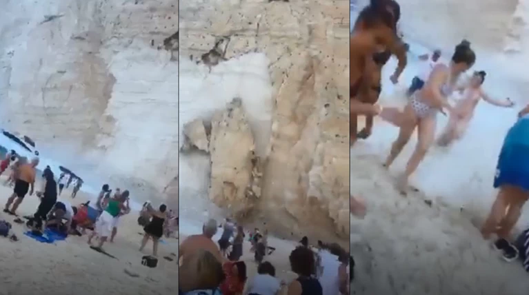 Συγκλονιστικό βίντεο: Η αποκόλληση του βράχου στο Ναυάγιο