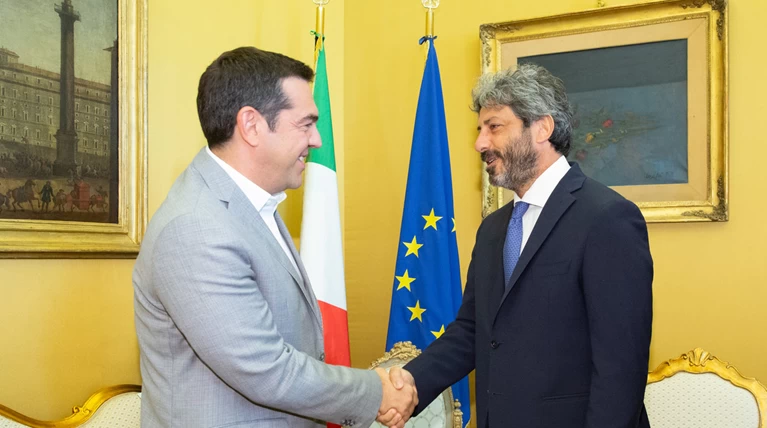 Συνάντηση Τσίπρα με τον πρόεδρο του ιταλικού Κοινοβουλίου Roberto Fico