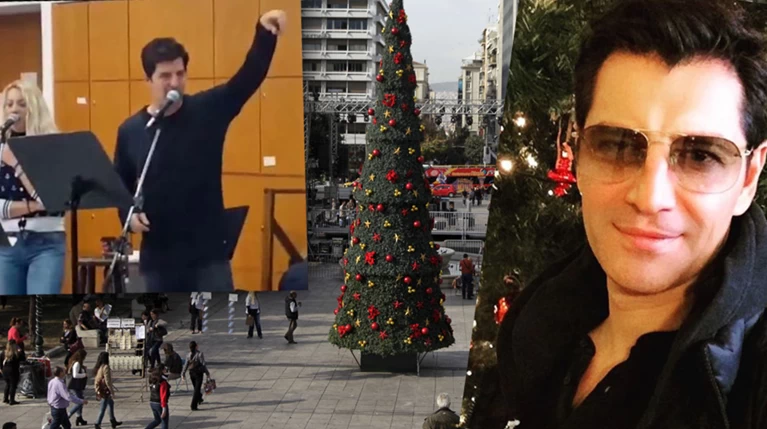 Οι πρόβες του Σάκη για τη γιορτή φωταγώγησης της Αθήνας-τραγουδά τα κάλαντα