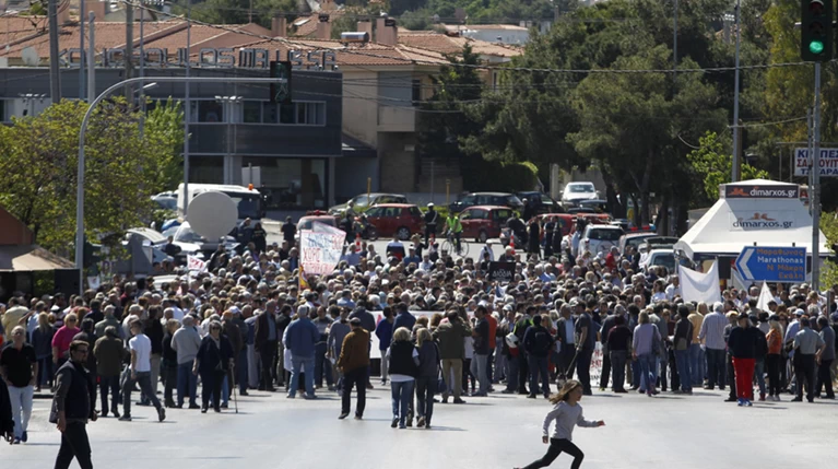 Συγκέντρωση διαμαρτυρίας κατά των διοδίων στην Βαρυμπόμπη