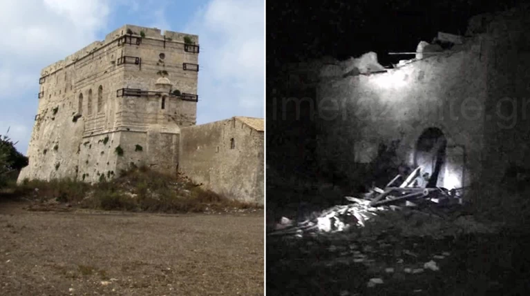 Κατέρρευσε το μοναδικό καστρομονάστηρο του Αγίου Διονυσίου