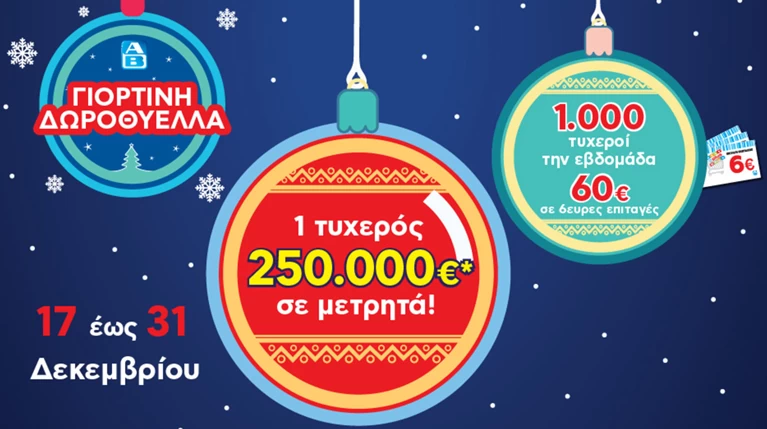 «Γιορτινή Δωροθύελλα» με κλήρωση 250.000 ευρώ στα ΑΒ