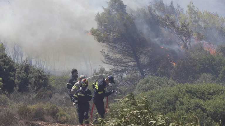 Πάνω από την πόλη του Μαραθώνα η φωτιά - Ενισχύονται οι δυνάμεις